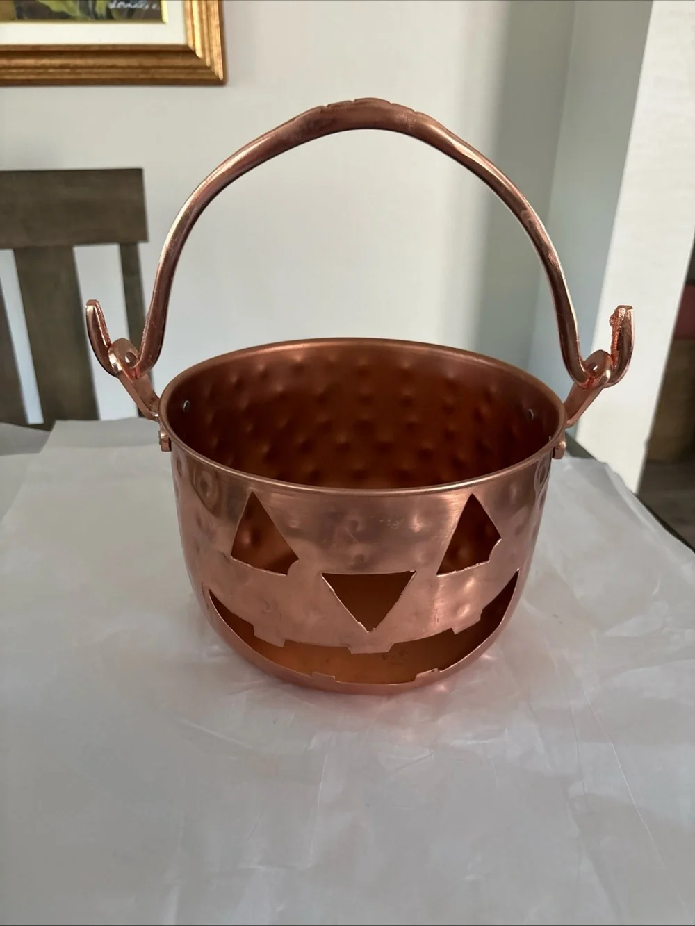 Copper Halloween Jack-O'-Lantern Candy Bucket
